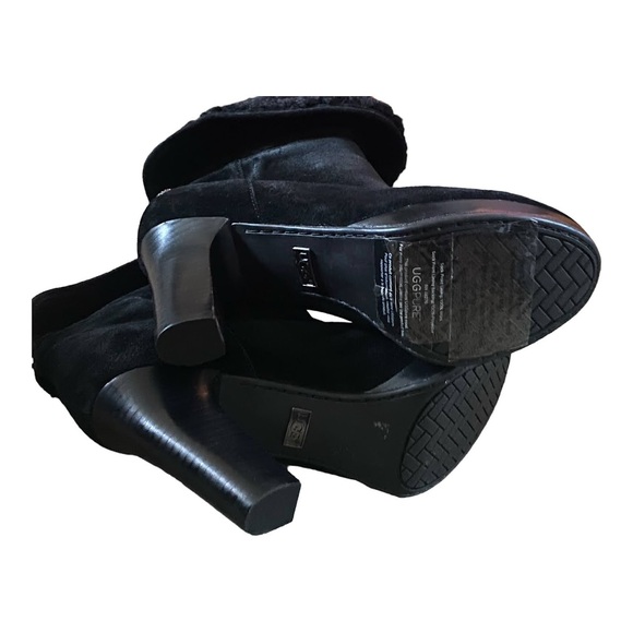 UGG PURE Leather Ankle Boots Women's US 9 100% Wool Sock Lining Heel - Picture 7 of 10